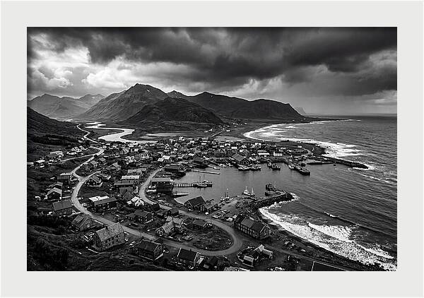 Coastal Settlement In Monochrome