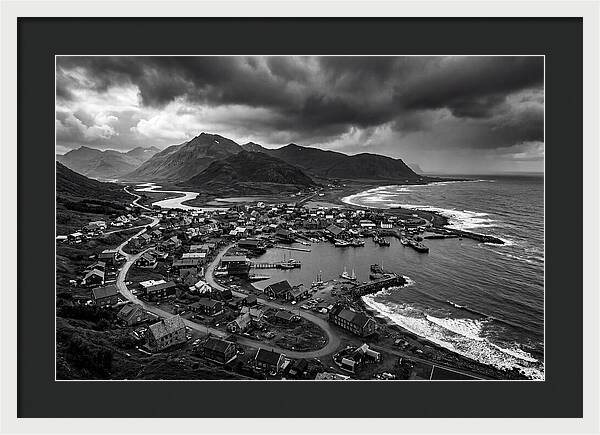 Coastal Settlement In Monochrome