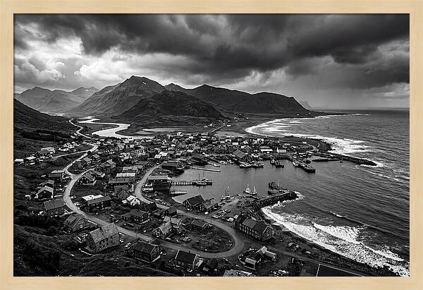Coastal Settlement In Monochrome