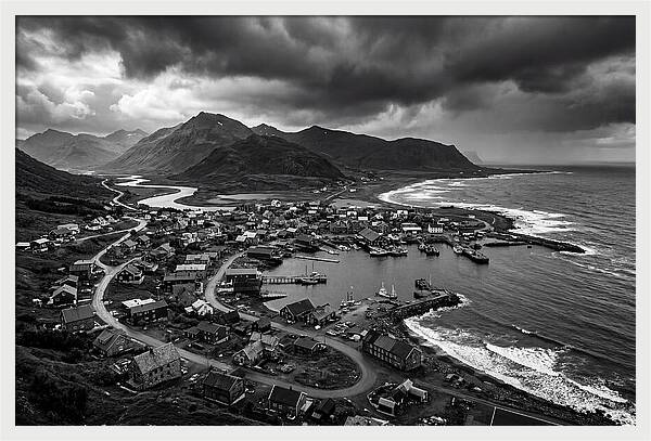 Coastal Settlement In Monochrome