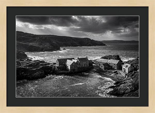 Coastal Village In Monochrome
