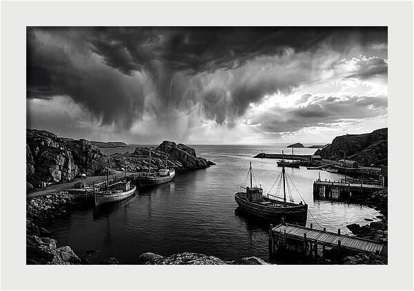 Coastal Vista In Black And White