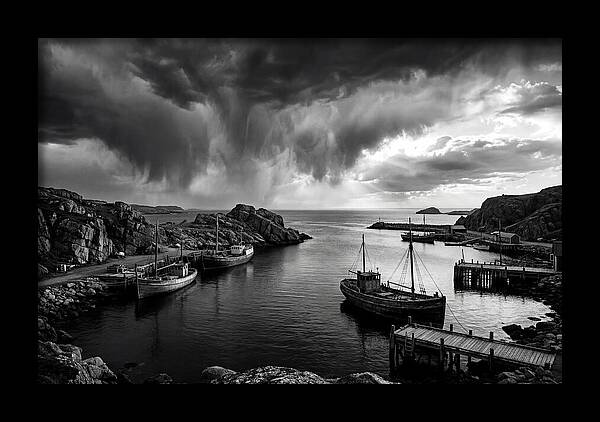 Coastal Vista In Black And White