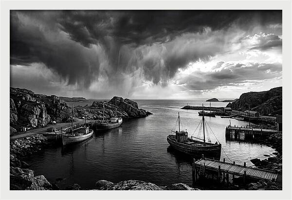 Coastal Vista In Black And White