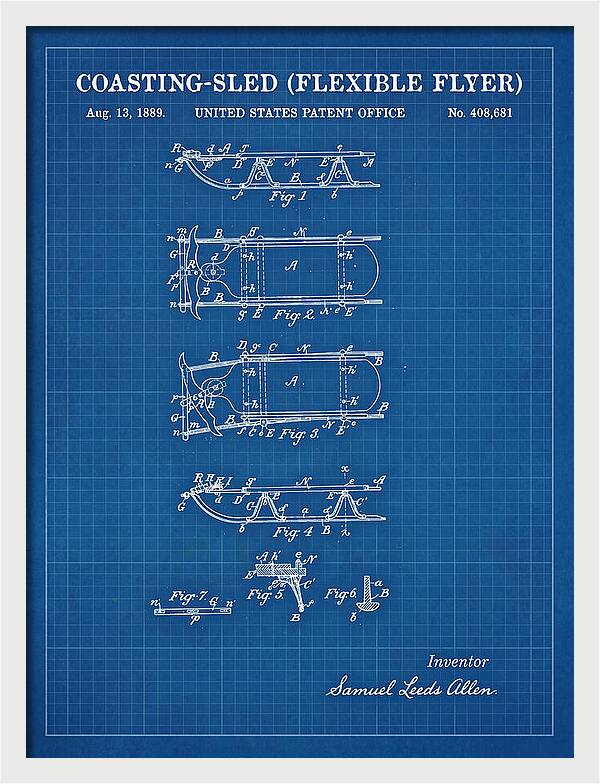 Coasting Sled Flexible Flyer Blueprint Patent Us408681a