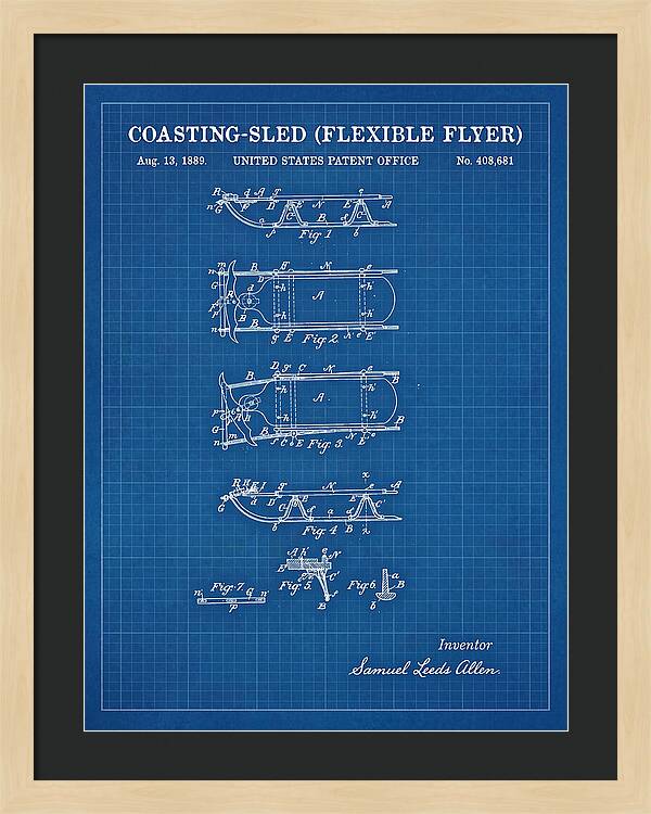 Coasting Sled Flexible Flyer Blueprint Patent Us408681a