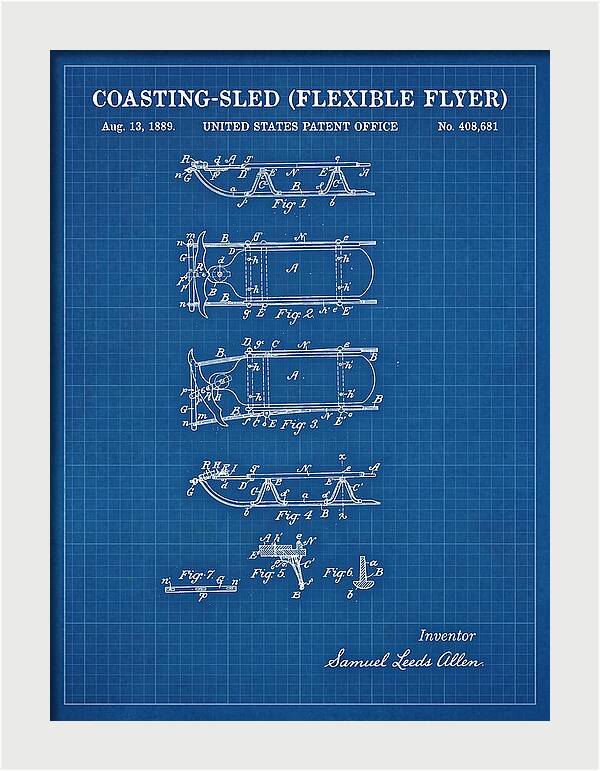Coasting Sled Flexible Flyer Blueprint Patent Us408681a