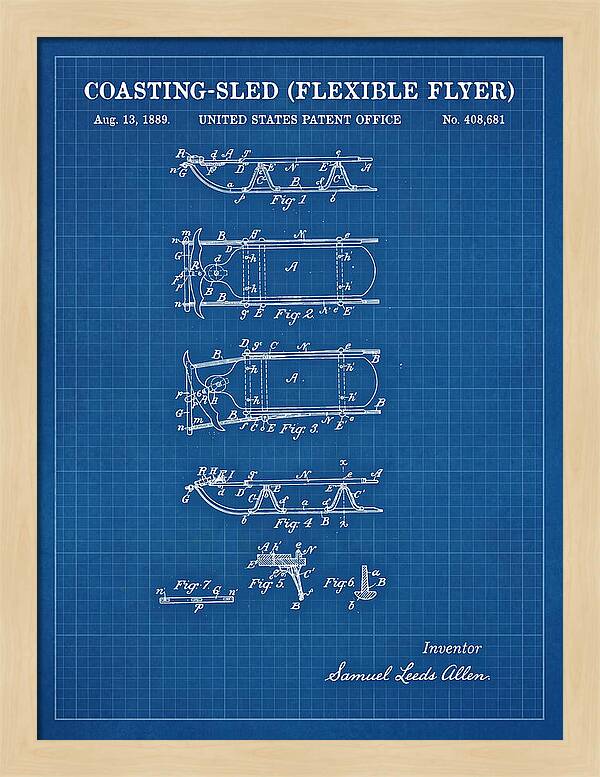 Coasting Sled Flexible Flyer Blueprint Patent Us408681a