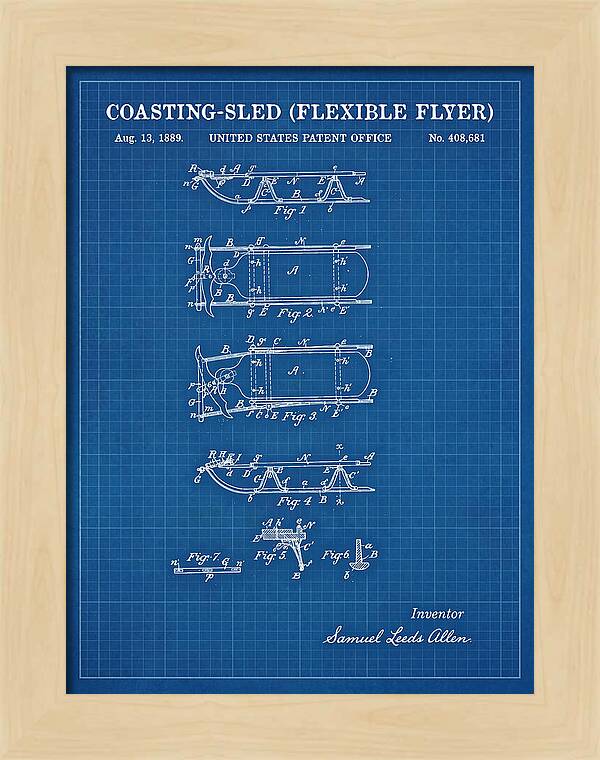 Coasting Sled Flexible Flyer Blueprint Patent Us408681a