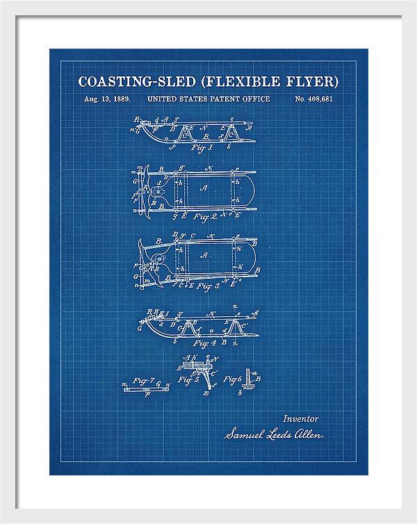 Coasting Sled Flexible Flyer Blueprint Patent Us408681a