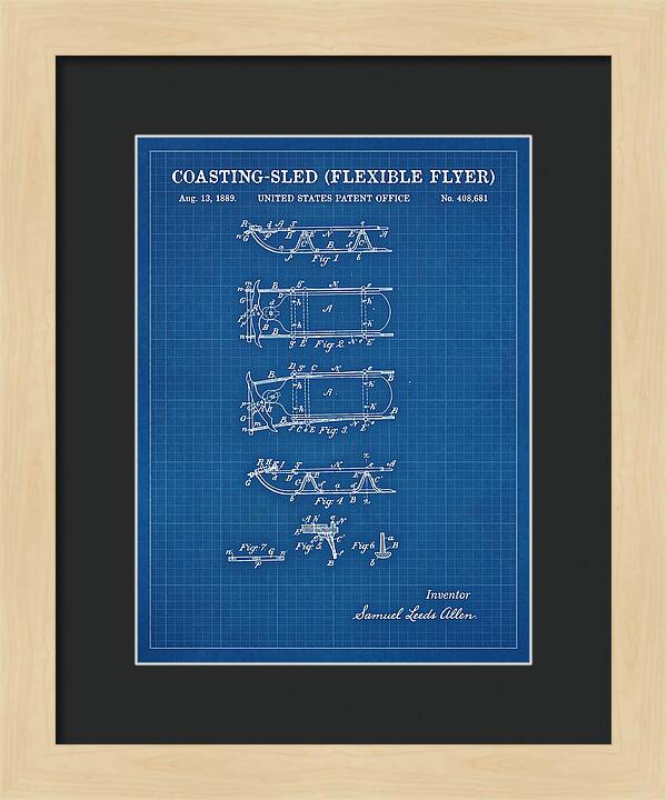 Coasting Sled Flexible Flyer Blueprint Patent Us408681a