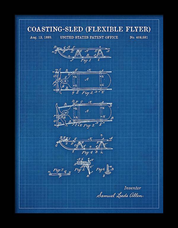 Coasting Sled Flexible Flyer Blueprint Patent Us408681a