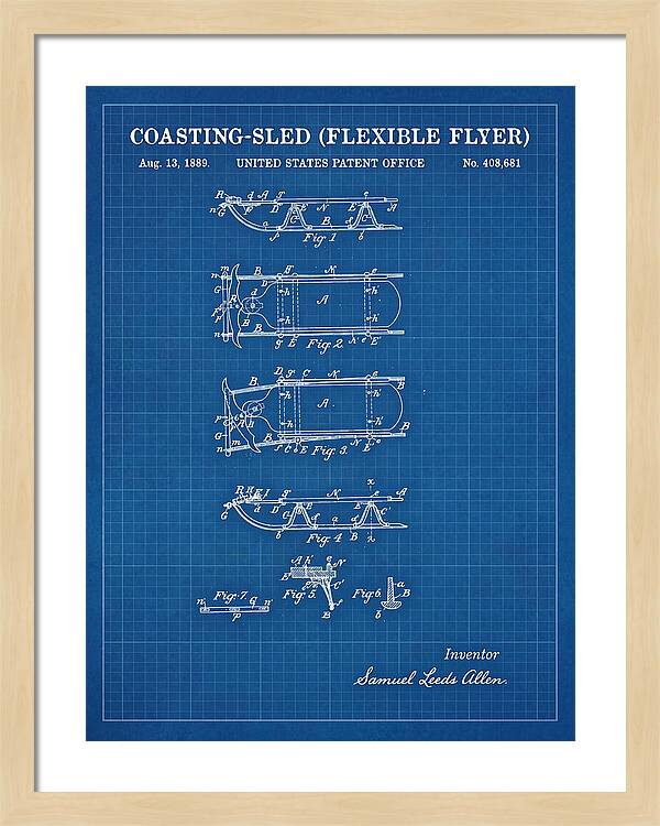 Coasting Sled Flexible Flyer Blueprint Patent Us408681a