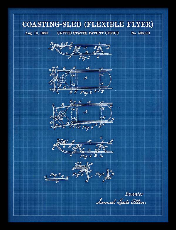 Coasting Sled Flexible Flyer Blueprint Patent Us408681a