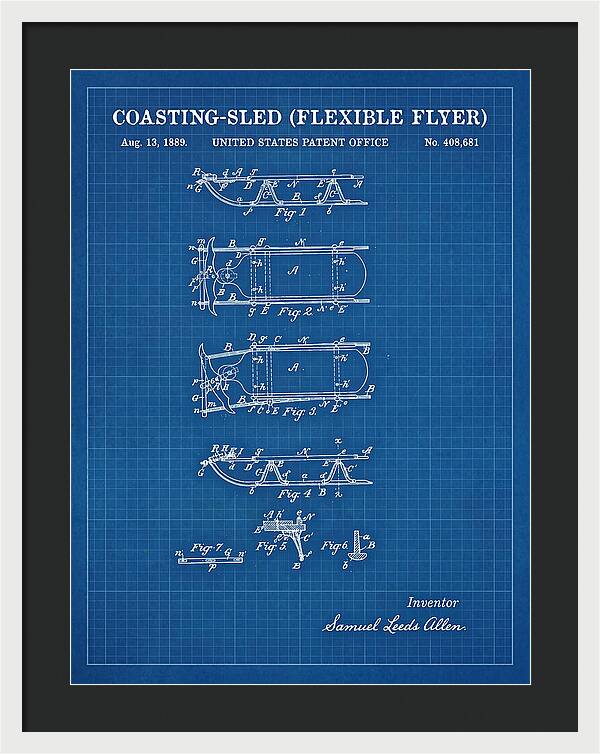 Coasting Sled Flexible Flyer Blueprint Patent Us408681a