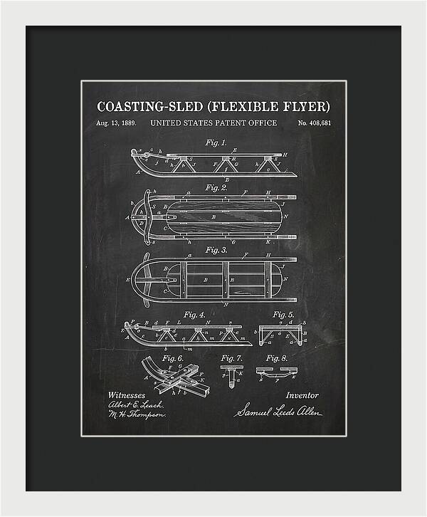 Coasting Sled Flexible Flyer Chalkboard Patent Us408681a