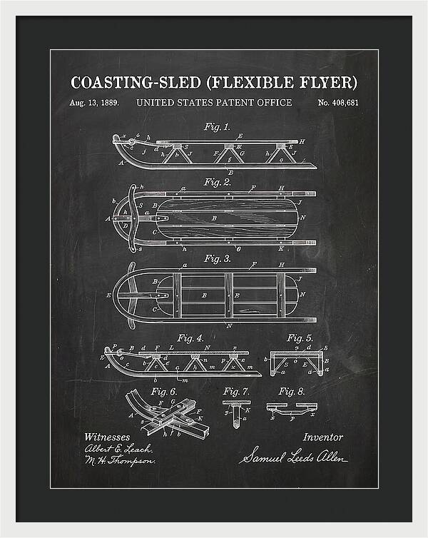 Coasting Sled Flexible Flyer Chalkboard Patent Us408681a