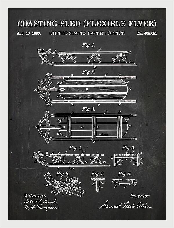 Coasting Sled Flexible Flyer Chalkboard Patent Us408681a