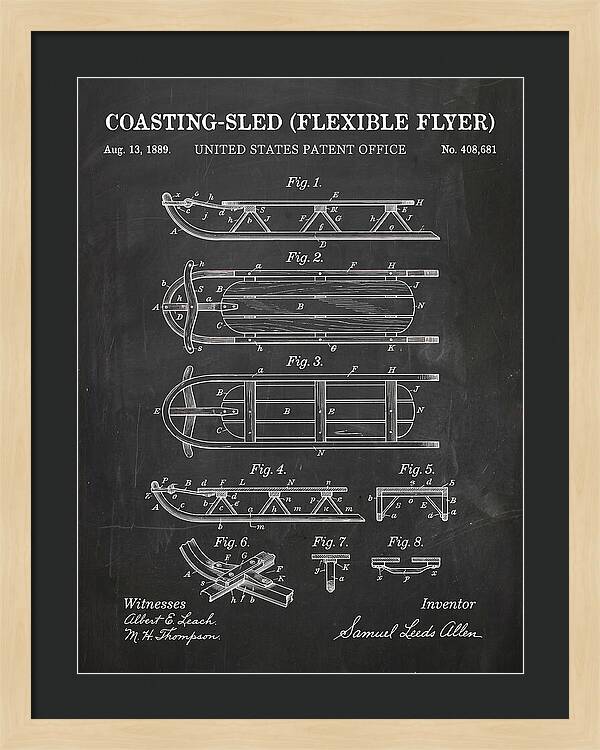 Coasting Sled Flexible Flyer Chalkboard Patent Us408681a