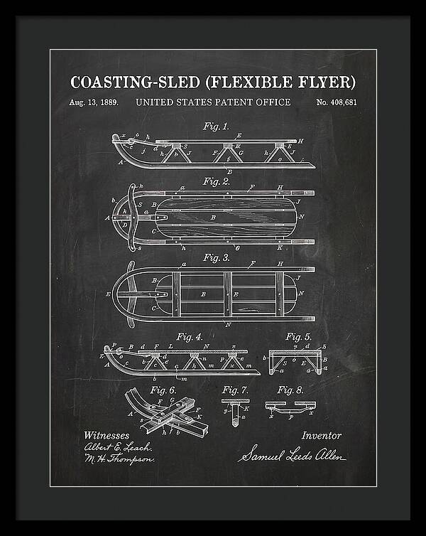 Coasting Sled Flexible Flyer Chalkboard Patent Us408681a