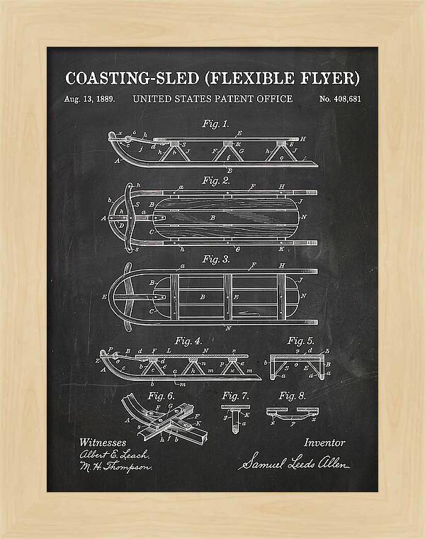 Coasting Sled Flexible Flyer Chalkboard Patent Us408681a