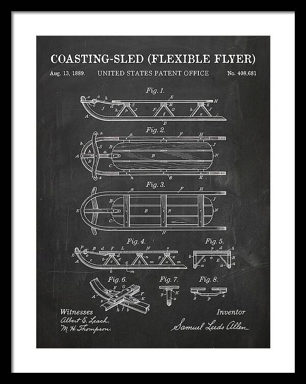 Coasting Sled Flexible Flyer Chalkboard Patent Us408681a