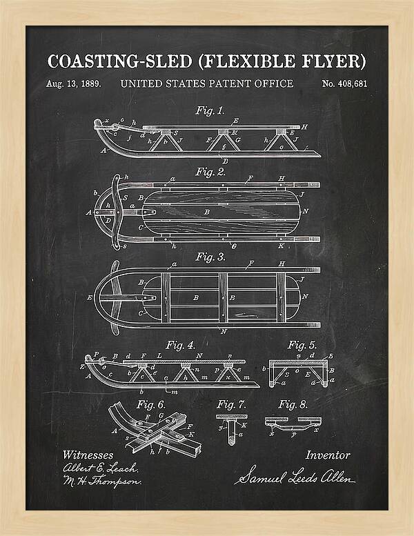 Coasting Sled Flexible Flyer Chalkboard Patent Us408681a