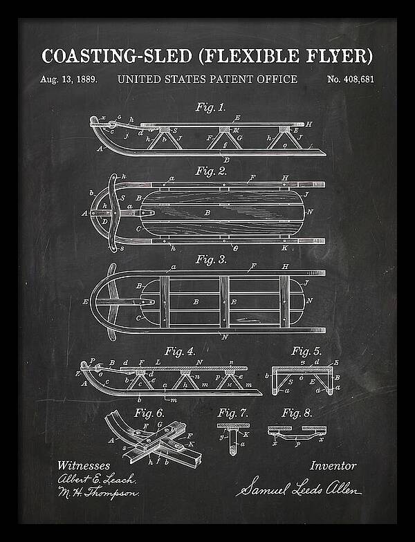 Coasting Sled Flexible Flyer Chalkboard Patent Us408681a