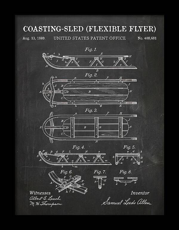 Coasting Sled Flexible Flyer Chalkboard Patent Us408681a