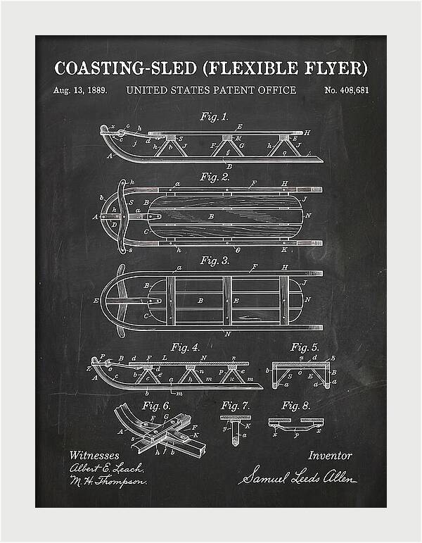 Coasting Sled Flexible Flyer Chalkboard Patent Us408681a