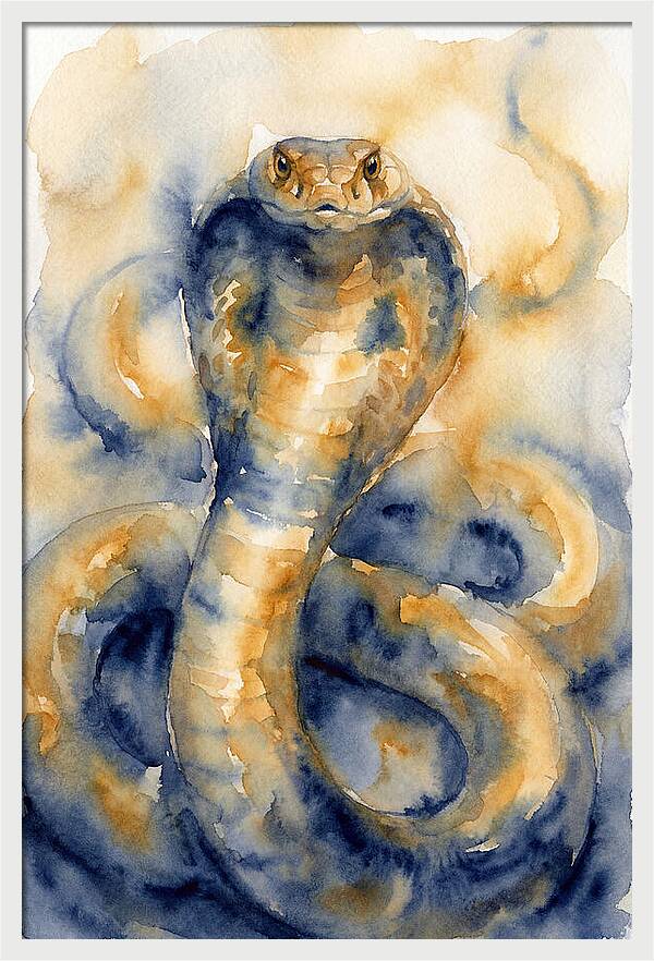 Cobra In Watercolor Hues
