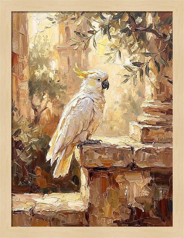 Cockatoo In Mediterranean Ruins