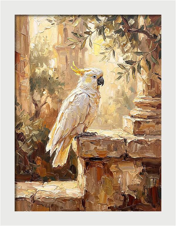 Cockatoo In Mediterranean Ruins