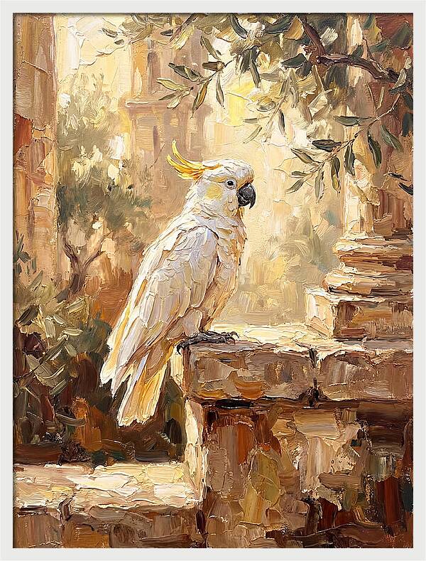 Cockatoo In Mediterranean Ruins