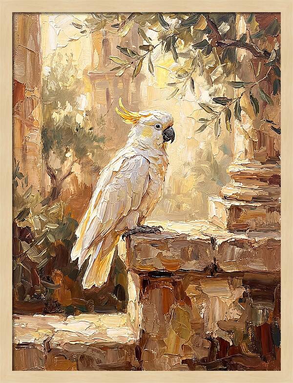 Cockatoo In Mediterranean Ruins