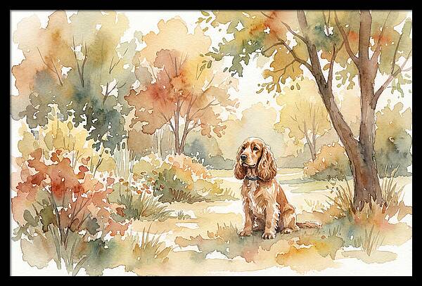 Cocker Spaniel In Autumn Garden