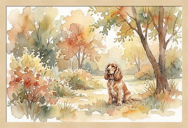 Cocker Spaniel In Autumn Garden