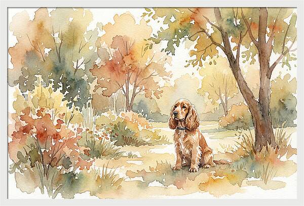 Cocker Spaniel In Autumn Garden