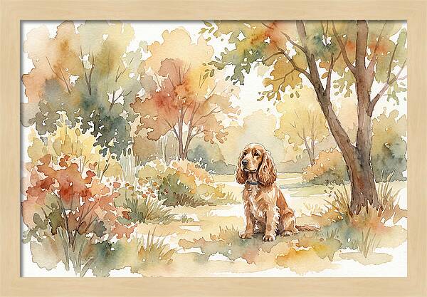 Cocker Spaniel In Autumn Garden