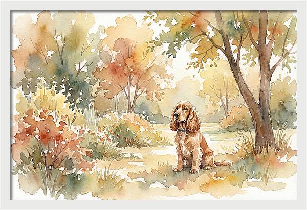 Cocker Spaniel In Autumn Garden