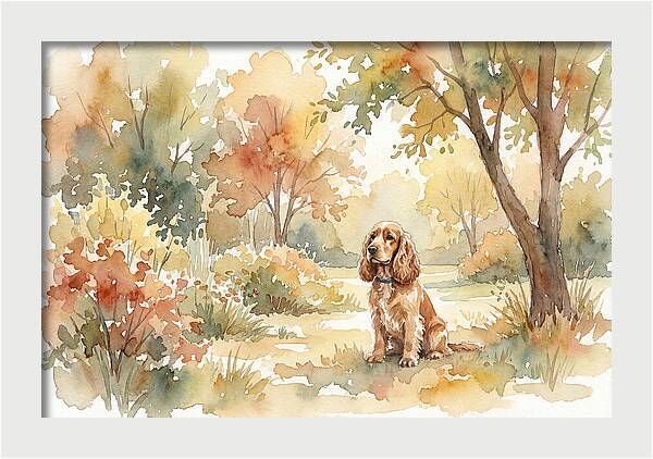 Cocker Spaniel In Autumn Garden