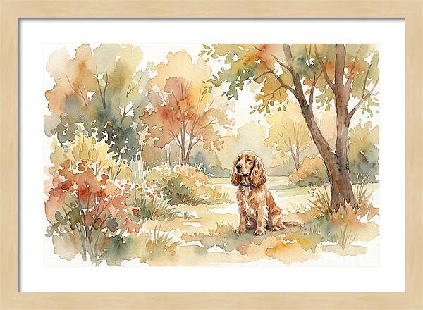 Cocker Spaniel In Autumn Garden