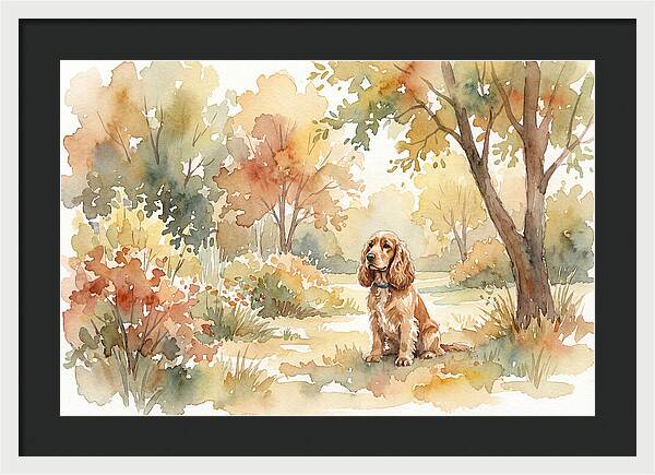 Cocker Spaniel In Autumn Garden