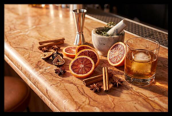 Cocktail Ingredients On Marble