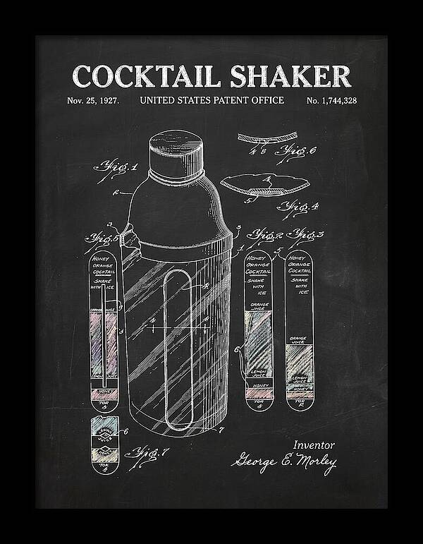 Cocktail Shaker Chalkboard Patent Us1744328a