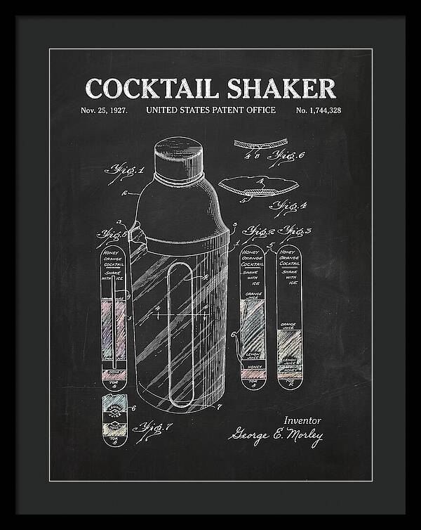 Cocktail Shaker Chalkboard Patent Us1744328a