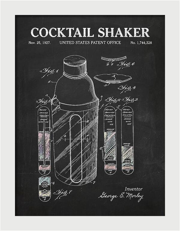 Cocktail Shaker Chalkboard Patent Us1744328a