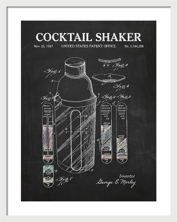 Cocktail Shaker Chalkboard Patent Us1744328a
