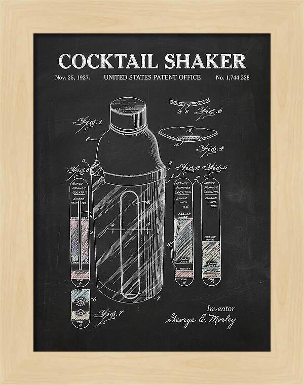 Cocktail Shaker Chalkboard Patent Us1744328a