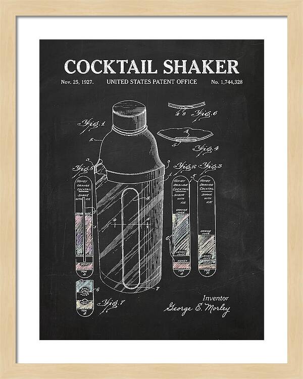 Cocktail Shaker Chalkboard Patent Us1744328a